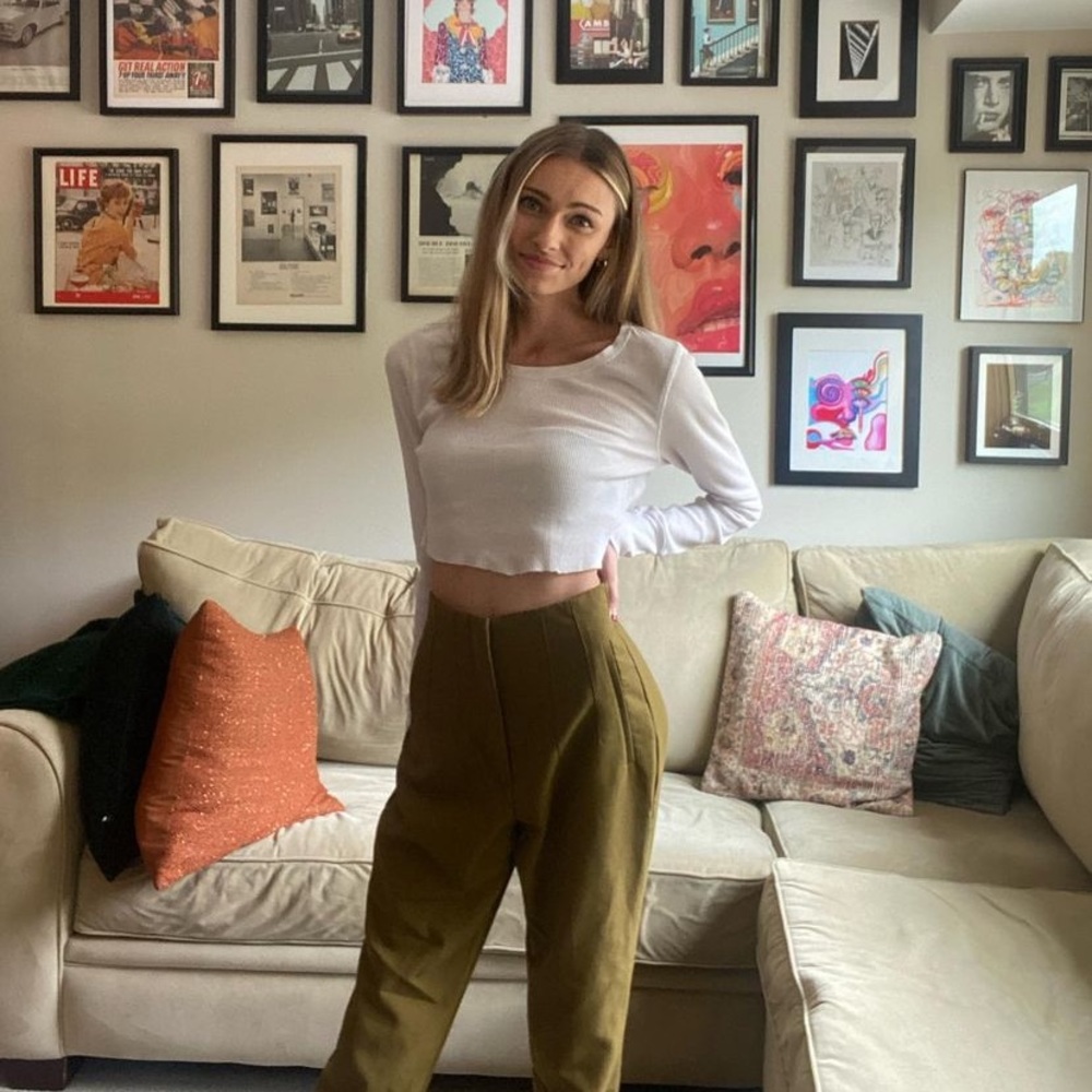 Zara Business Casual Dark Green Trouser Pants